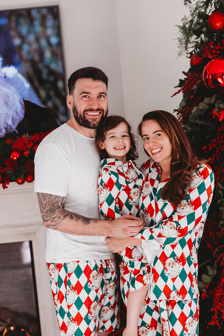 Mens Personalised Red and Green Santa Luxury Jersey Shorts Set