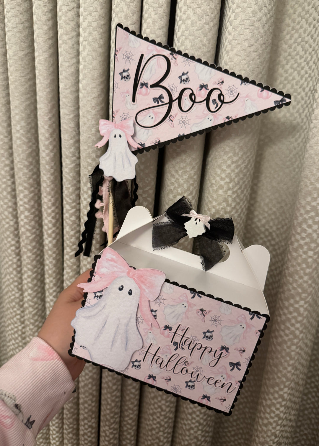Pink Halloween Flag & Treat Box