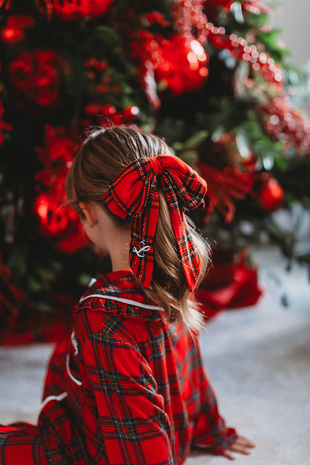 Red Tartan Hair Bow Scrunchie