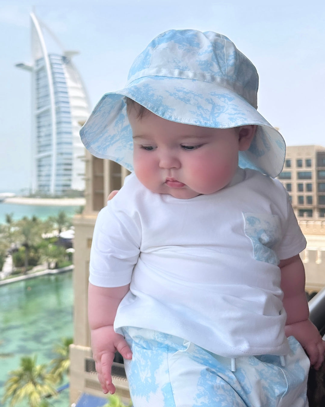 Boys Blue Toile De Jouy Sun Hat