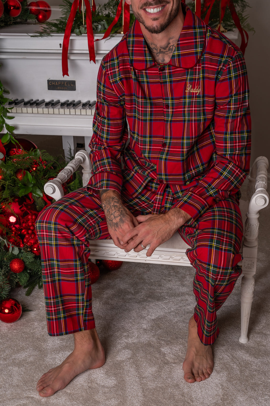 Mens Personalised Tartan Luxury Cotton Pants Set