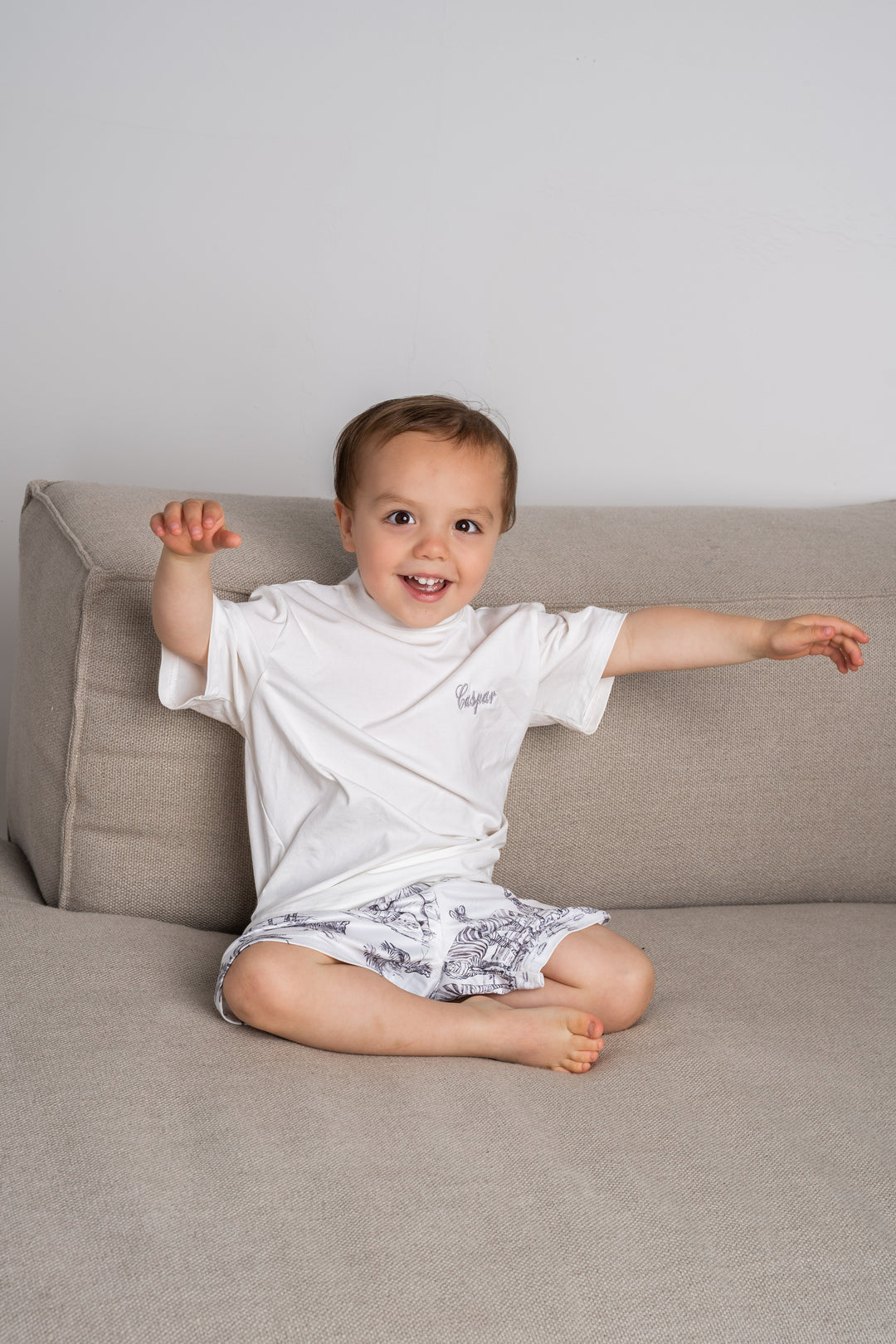 Boys Personalised Safari Luxury Jersey Shorts Set