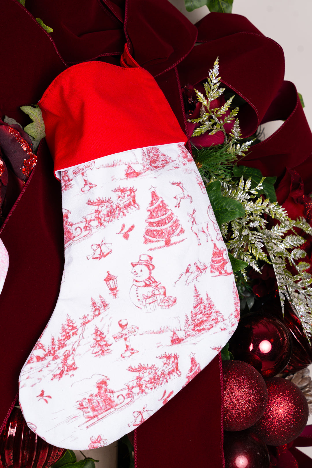 Christmas Red Toile Stocking