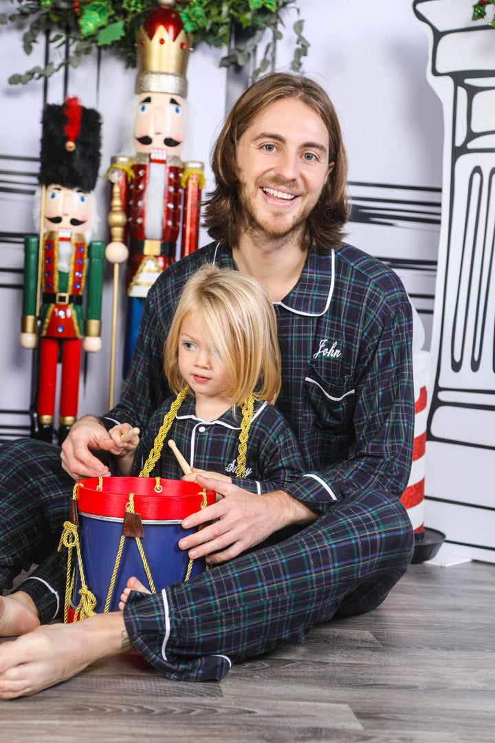 Mens Personalised Navy Tartan Luxury Jersey Pants Set