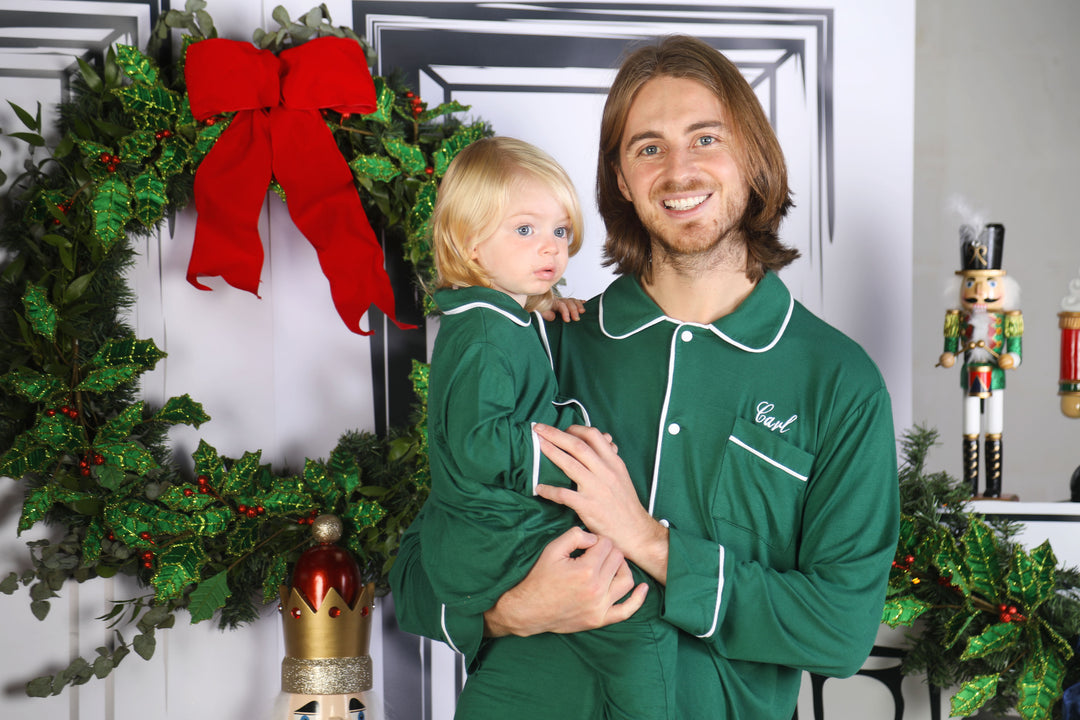 Mens Personalised Green Luxury Jersey Pants Set