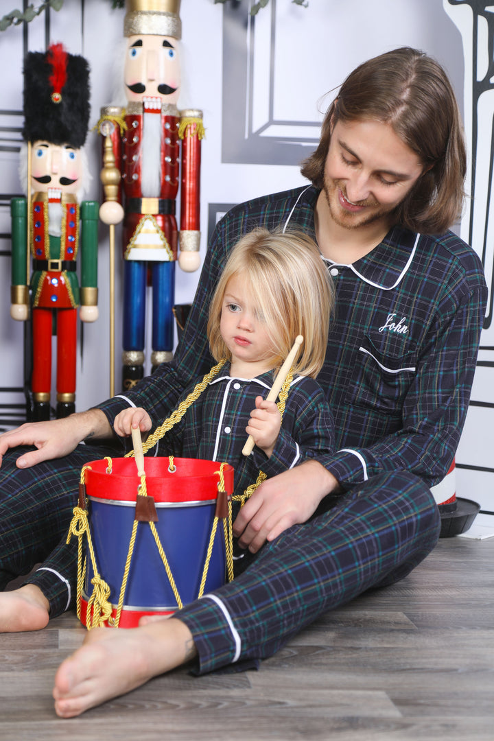 Mens Personalised Navy Tartan Luxury Jersey Pants Set