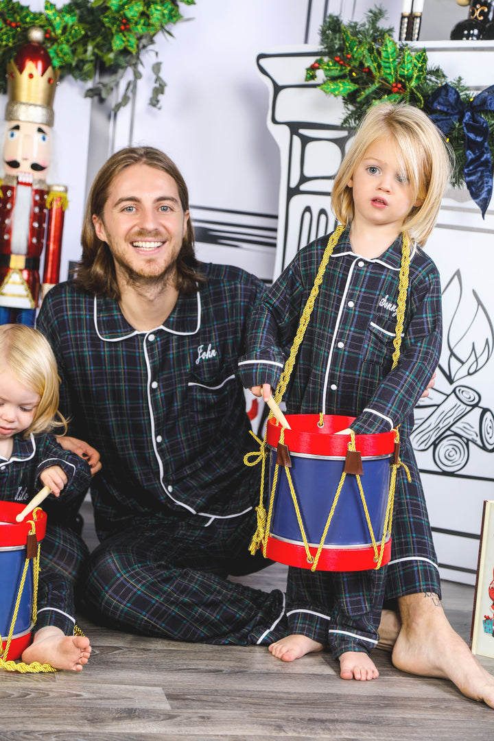 Mens Personalised Navy Tartan Luxury Jersey Pants Set