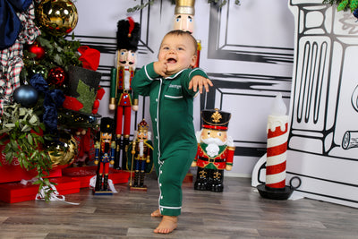 Baby Boy Personalised Green Luxury Jersey Romper 1