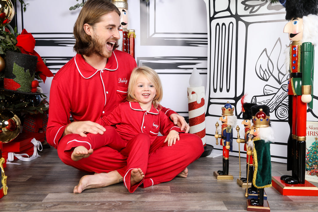 Mens Personalised Red Luxury Jersey Pants Set