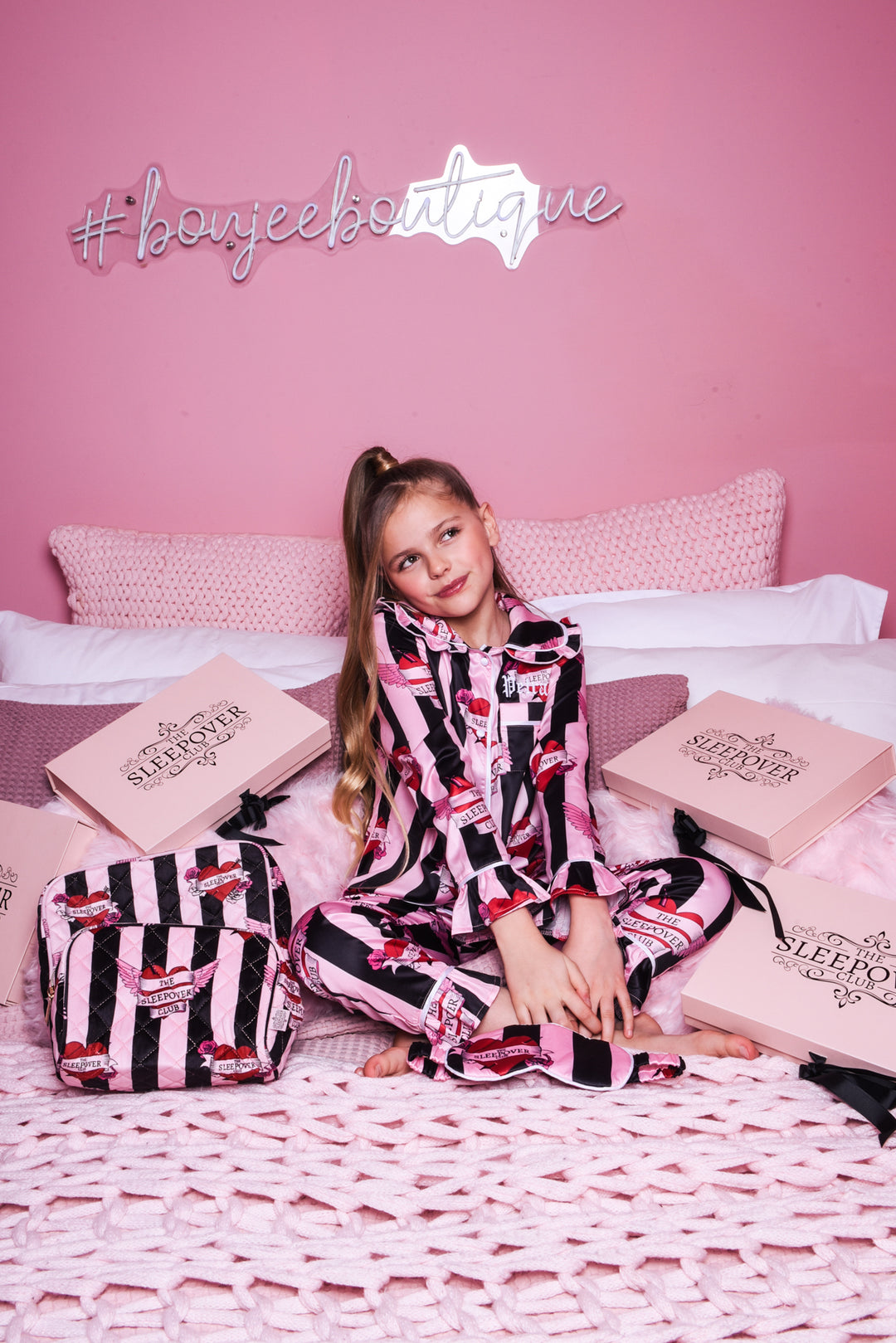 Mini Lovestruck Striped Luxury Satin Frill Pants Set