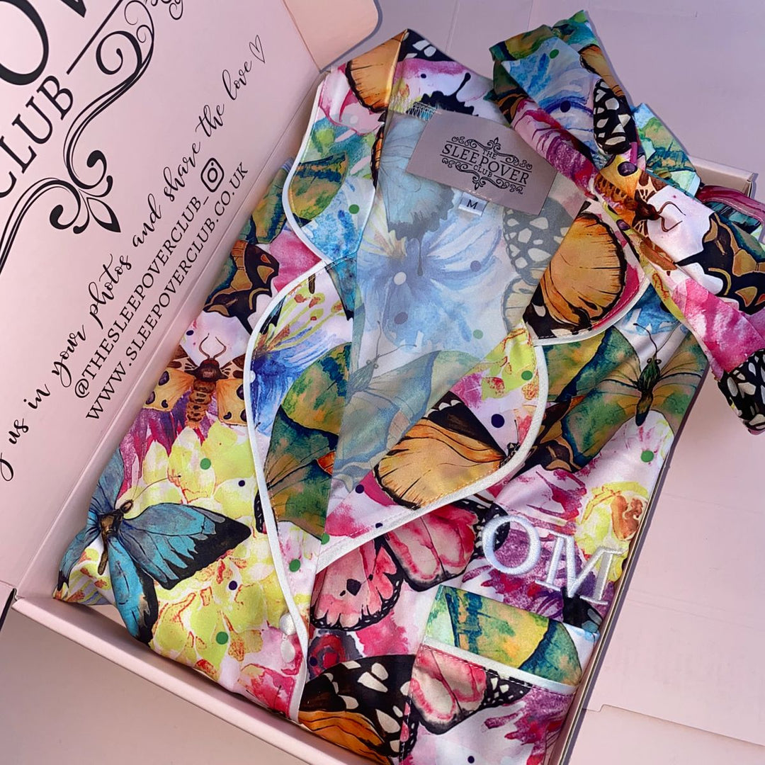 Personalised Butterfly Luxury Satin Shorts Set