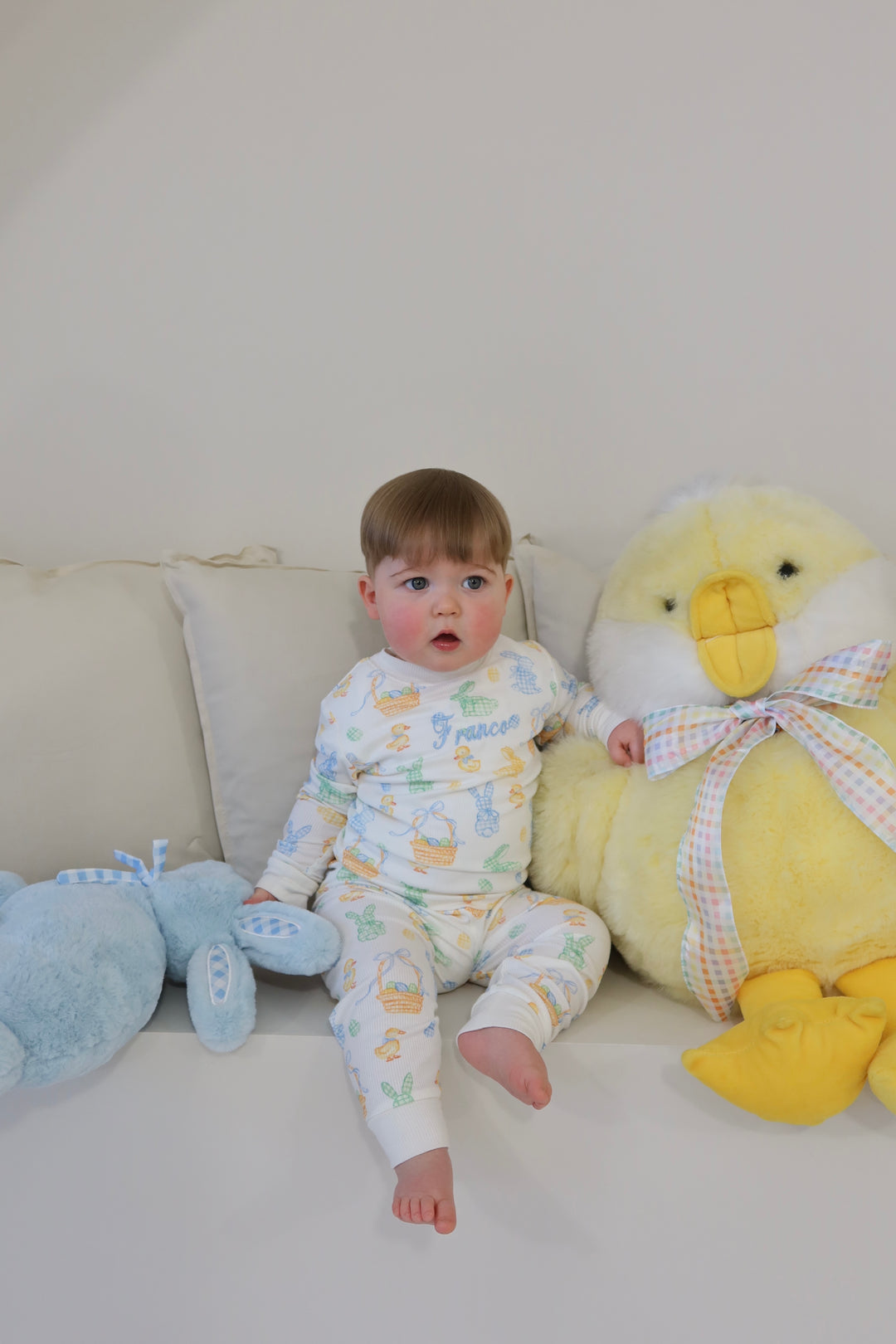 Boys Blue Easter Luxury Ribbed Modal Pyjama set