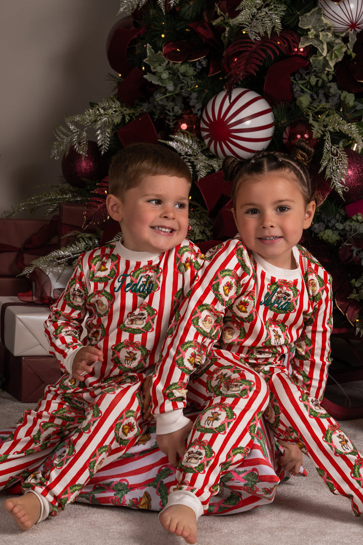 Childrens Striped Wreath Ribbed Modal Pyjama Set