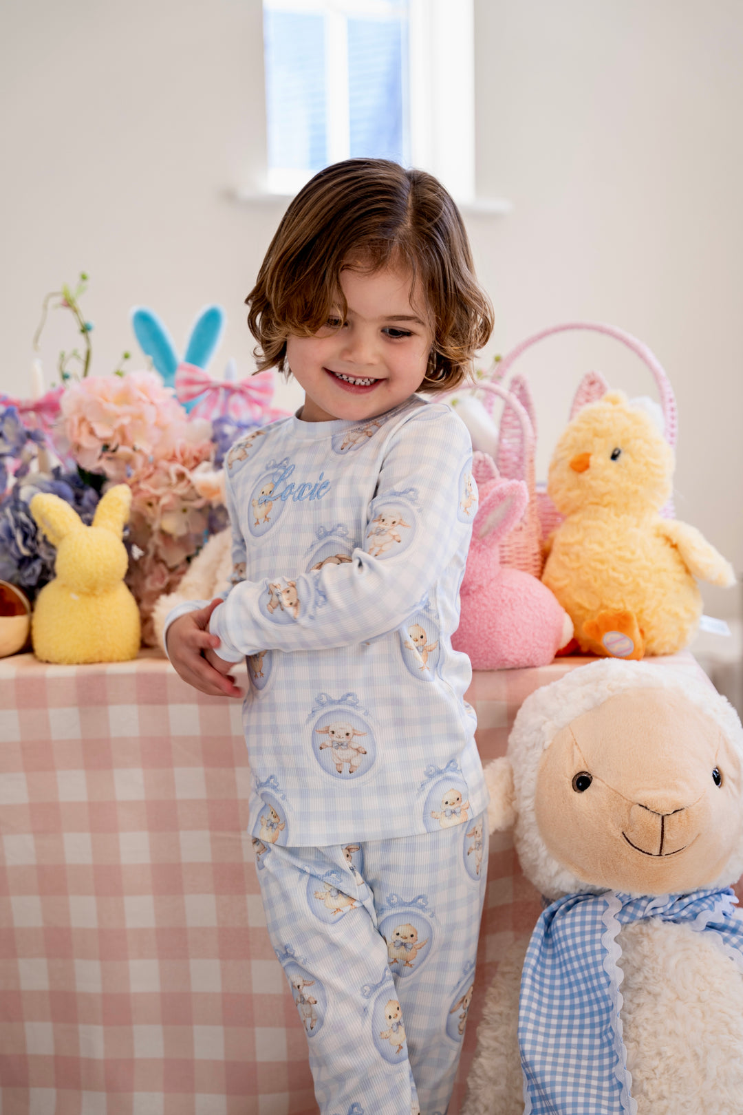Boys Blue Easter Ribbed Modal Pyjama Set