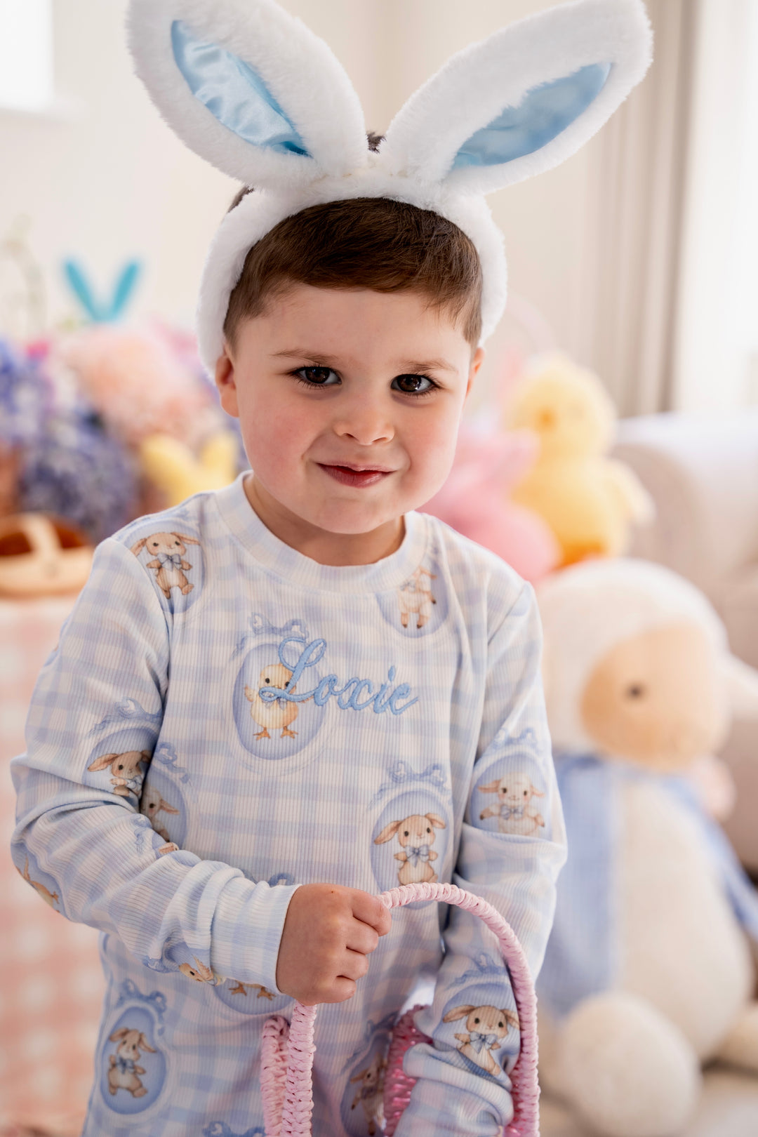 Boys Blue Easter Ribbed Modal Pyjama Set