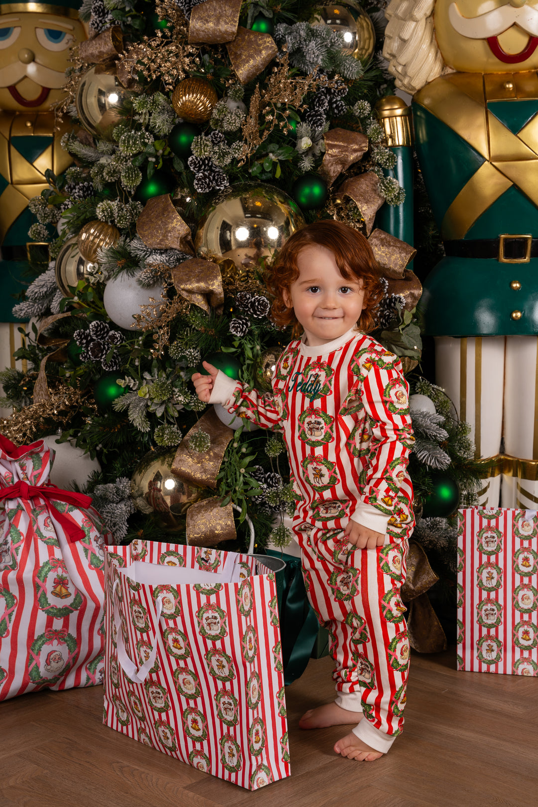Childrens Striped Wreath Ribbed Modal Pyjama Set