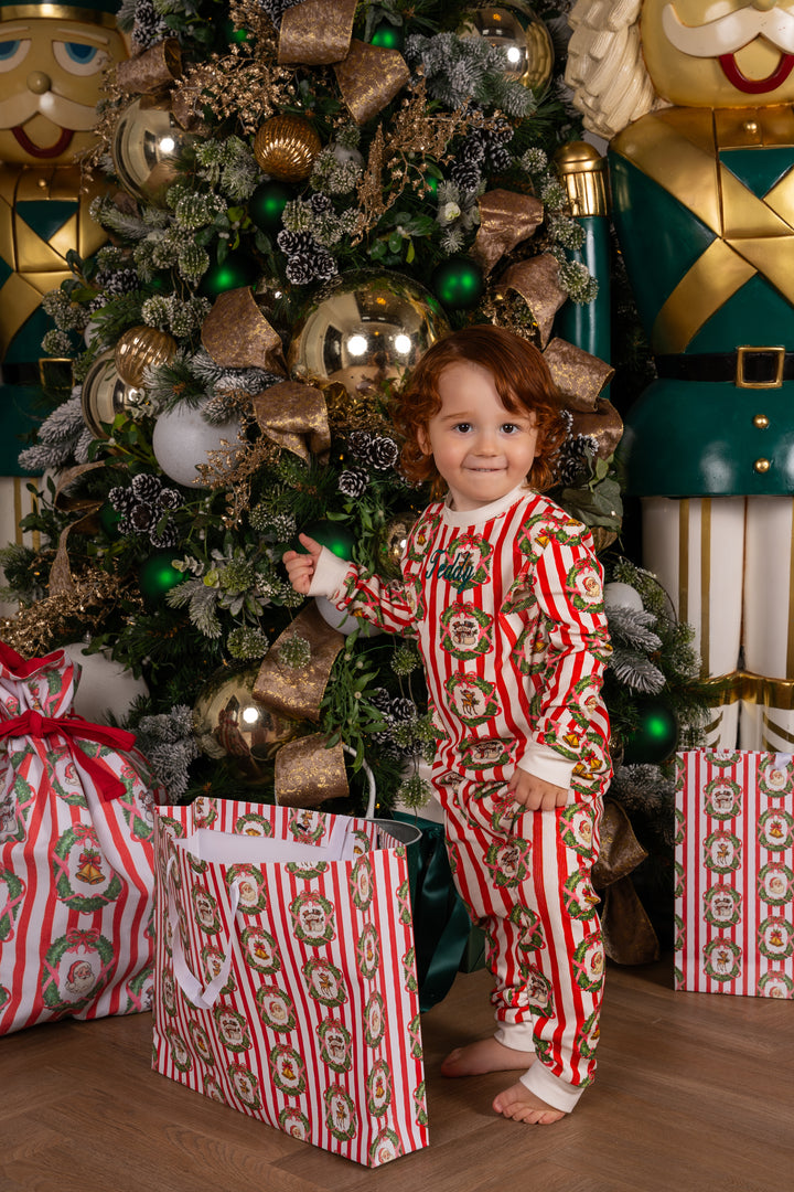 Childrens Striped Wreath Ribbed Modal Pyjama Set
