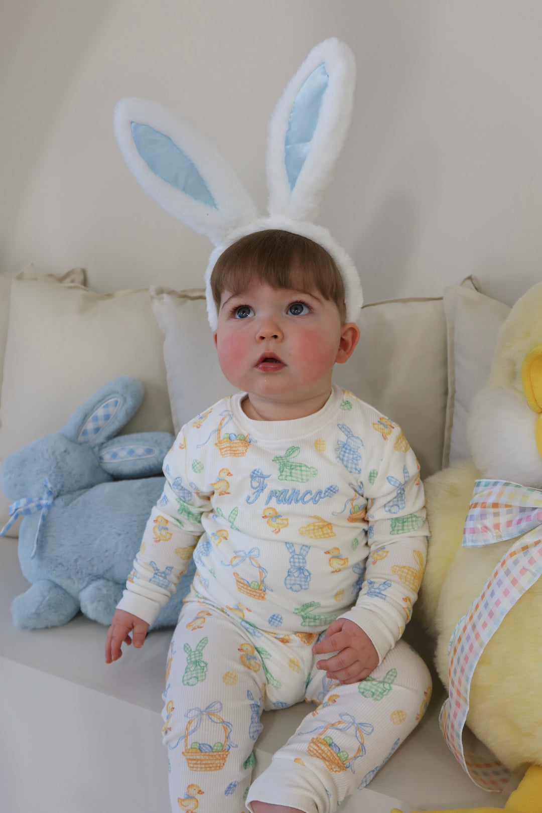 Boys Blue Easter Luxury Ribbed Modal Pyjama set
