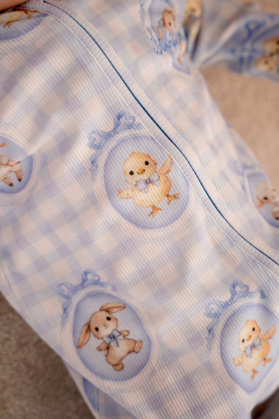 Baby Boy Blue Easter Ribbed Modal Babygrow