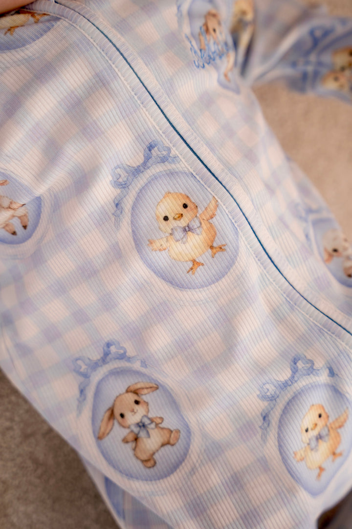 Baby Boy Blue Easter Ribbed Modal Babygrow