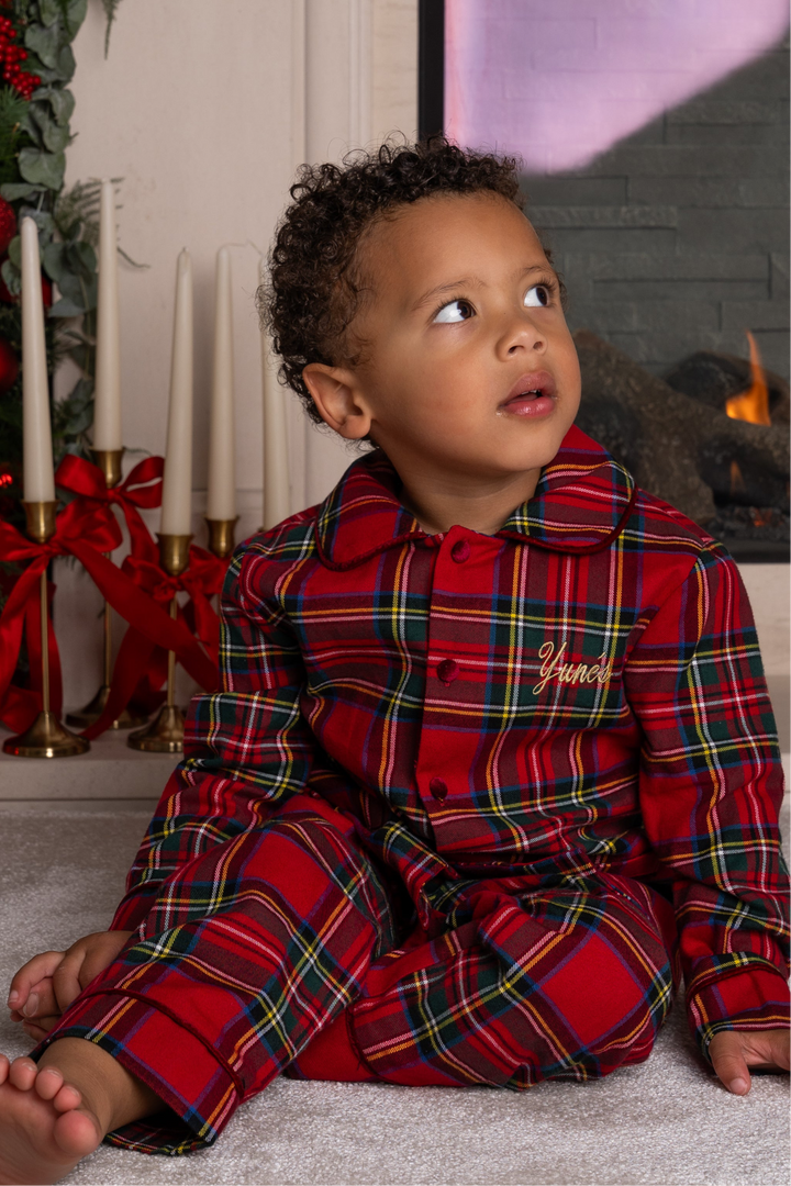 Boys Personalised Tartan Luxury Cotton Pants set