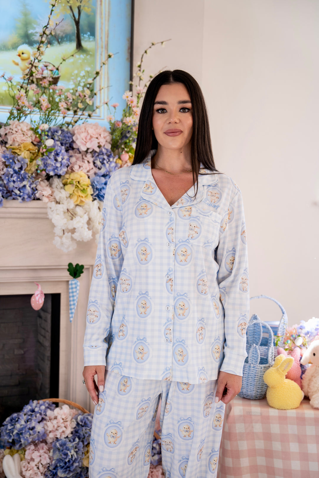 Blue Easter Ribbed Modal Pants Set