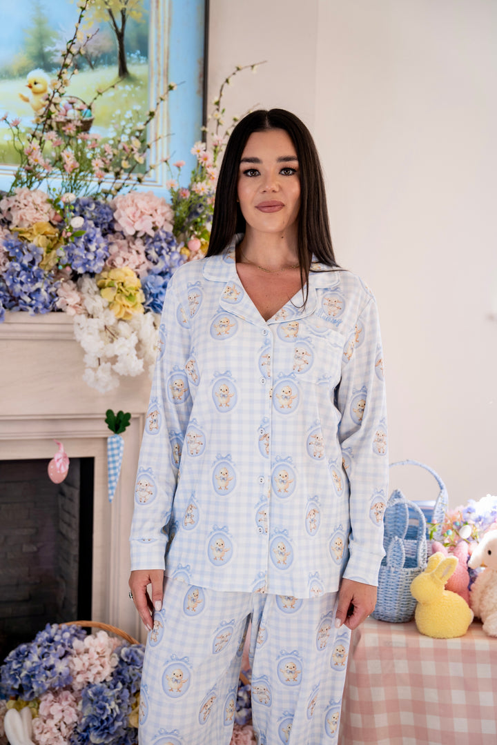 Blue Easter Ribbed Modal Pants Set