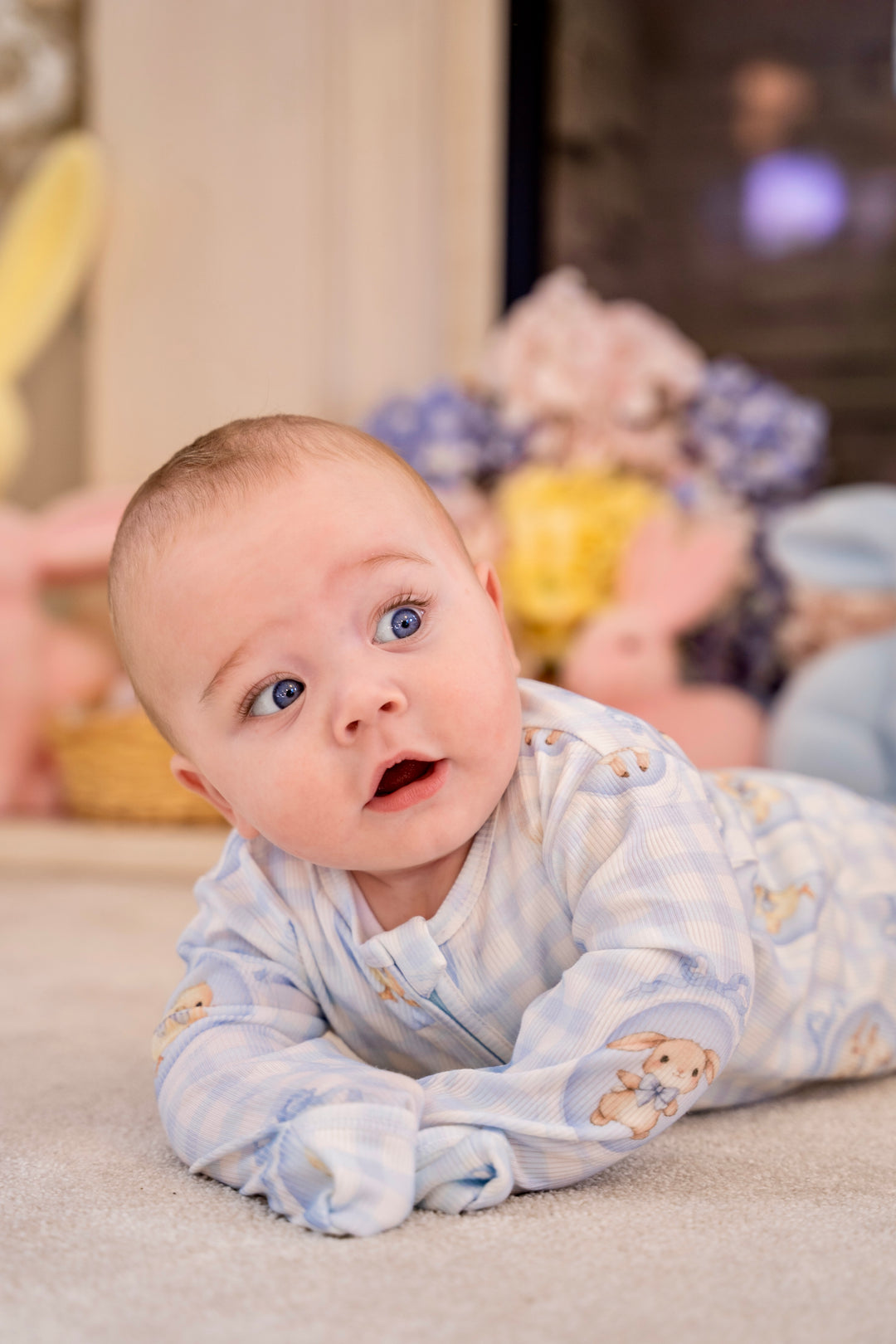 Baby Boy Blue Easter Ribbed Modal Babygrow