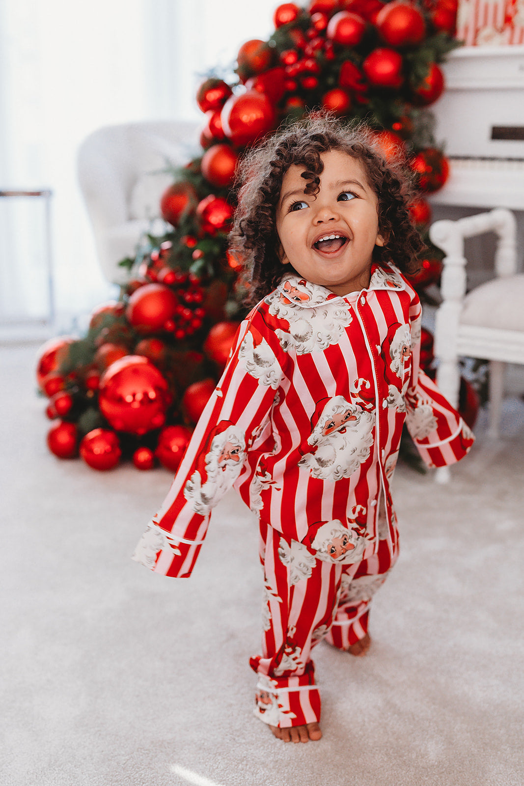 Boys Santa Stripe Luxe Satin Trouser Set