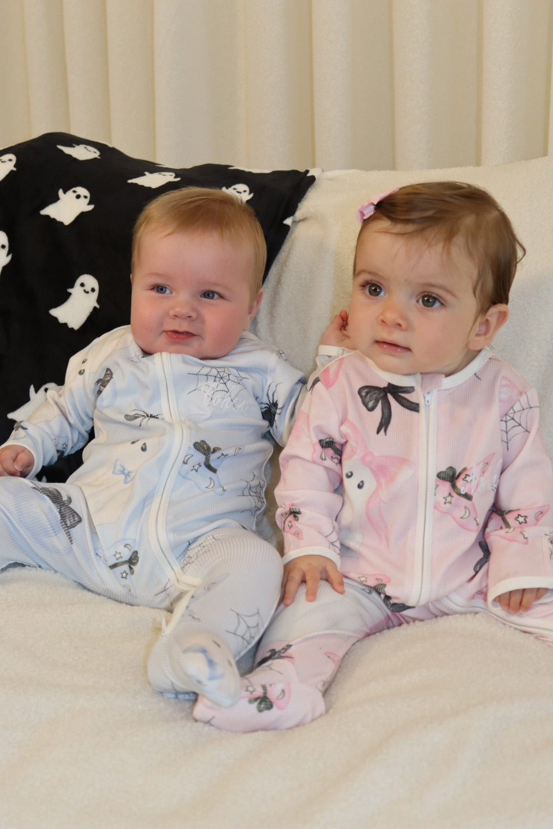 Baby Girl Personalised Pink Halloween Ribbed Modal Babygrow