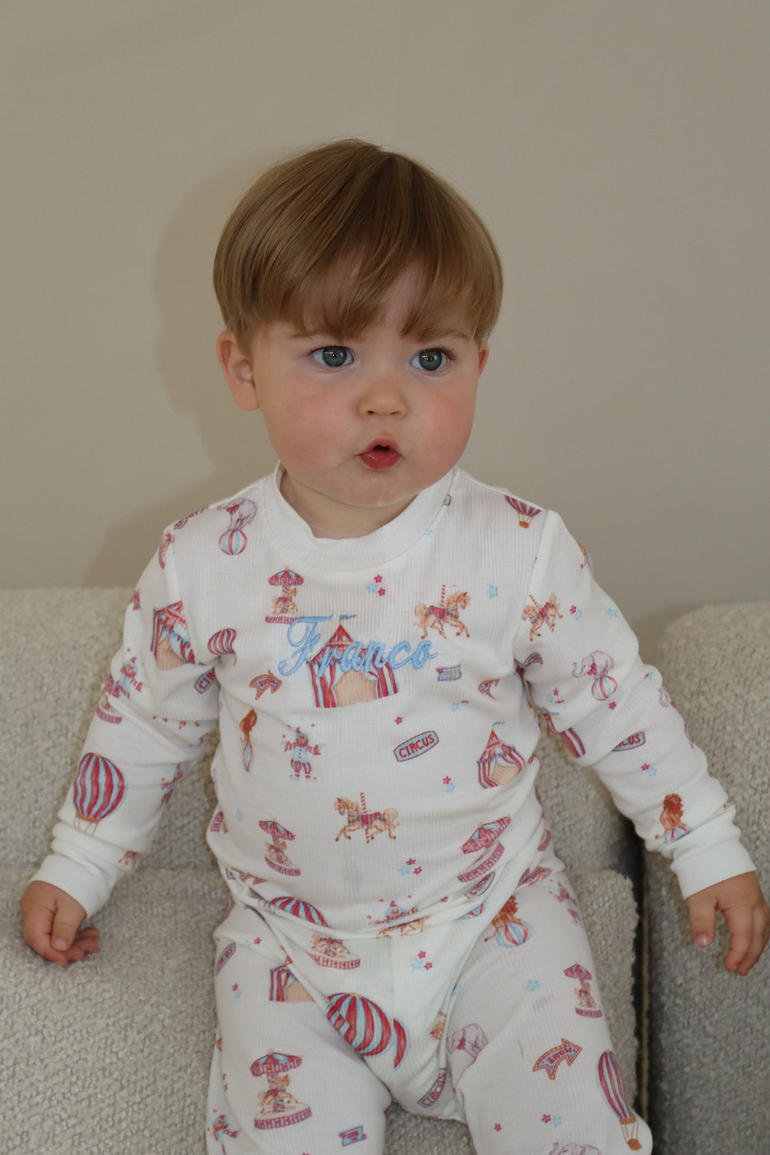Boys Blue Circus Luxury Ribbed Modal Pyjama set