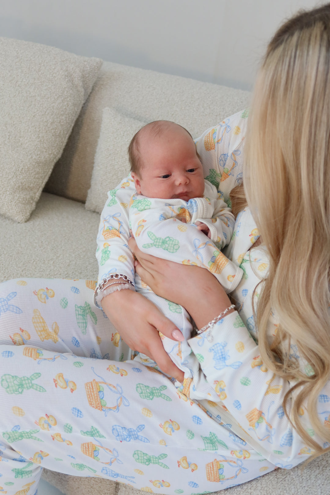 Baby Boy Personalised Blue Easter Luxury Ribbed Modal Babygrow