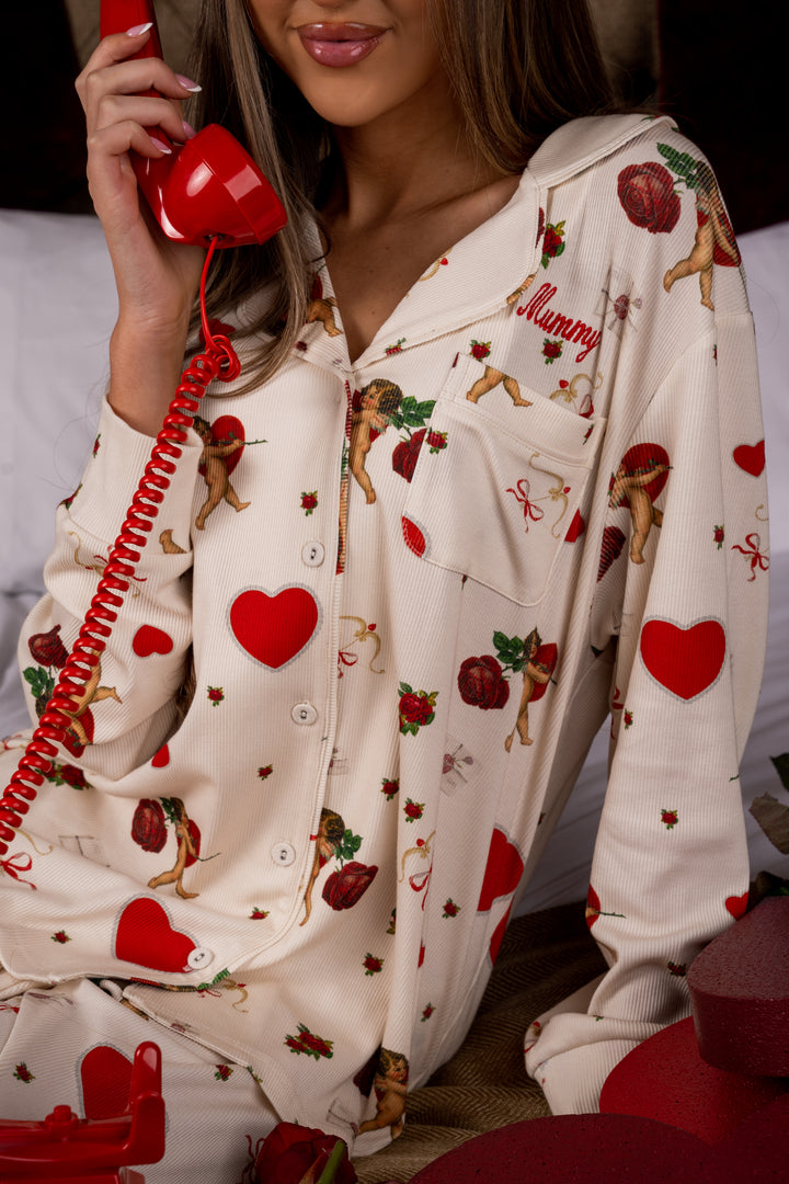 Valentine's Ribbed Modal Pants Set