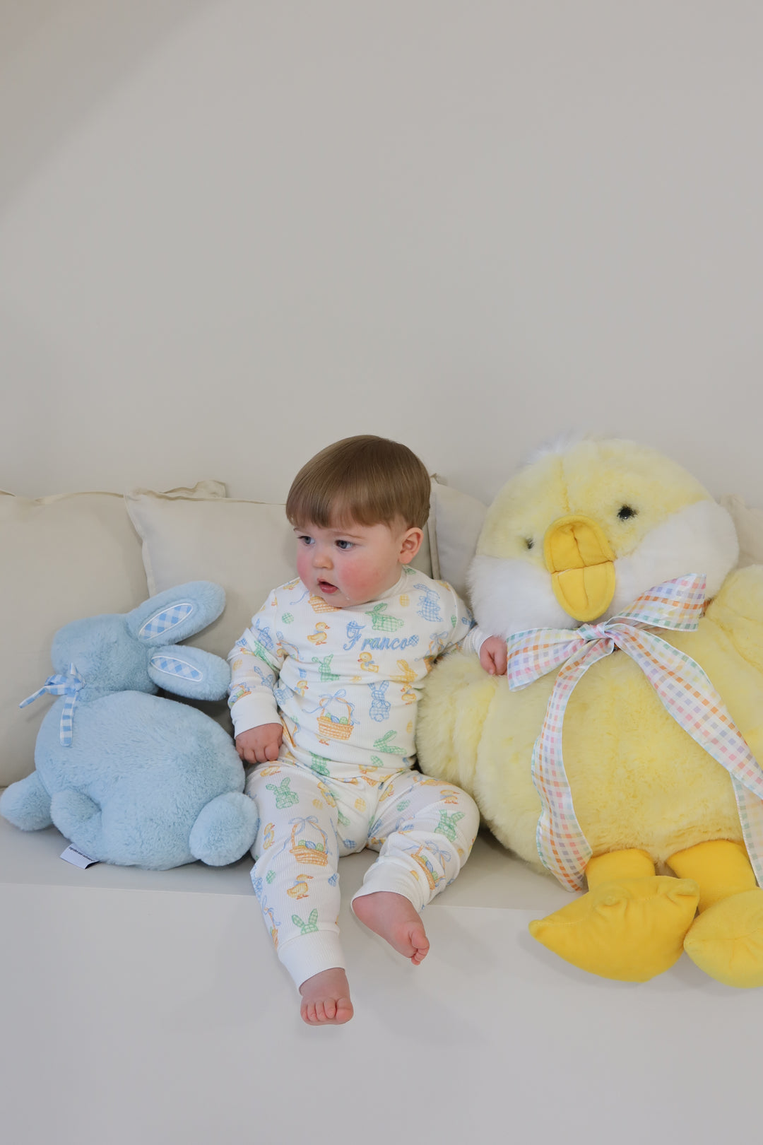 Boys Blue Easter Luxury Ribbed Modal Pyjama set