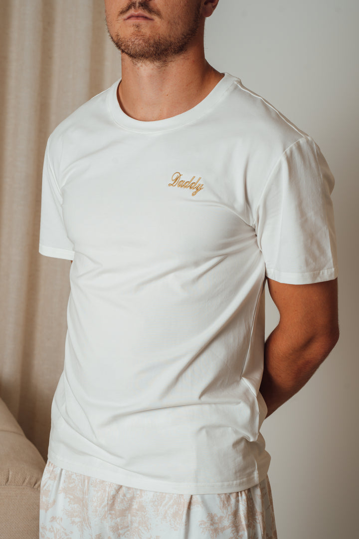 Mens Personalised Neutral Toile de Jouy Luxury Jersey Shorts Set