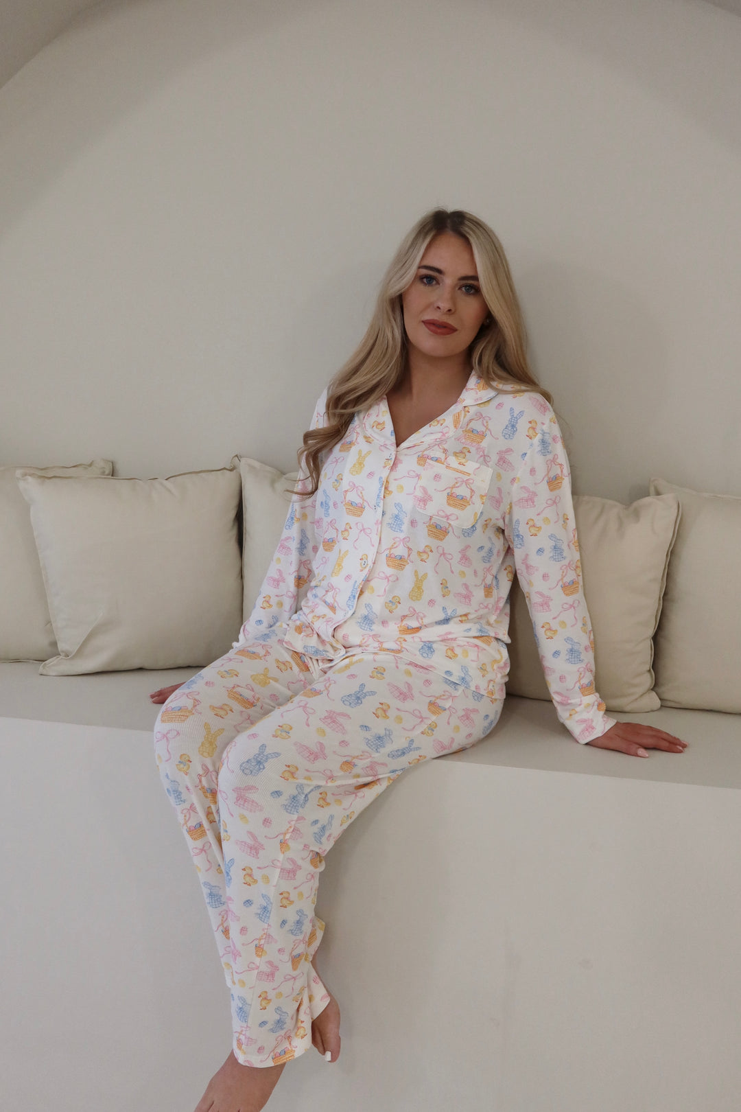 Pink Easter Luxury Ribbed Modal Pants Set