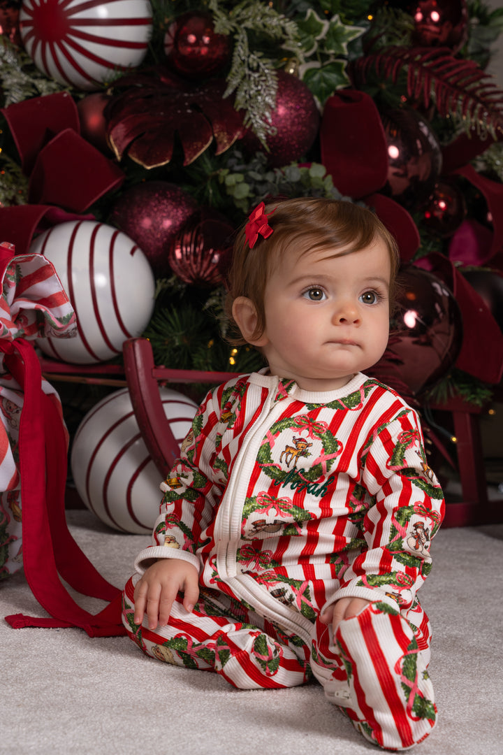 Baby Striped Wreath Ribbed Modal Babygrow