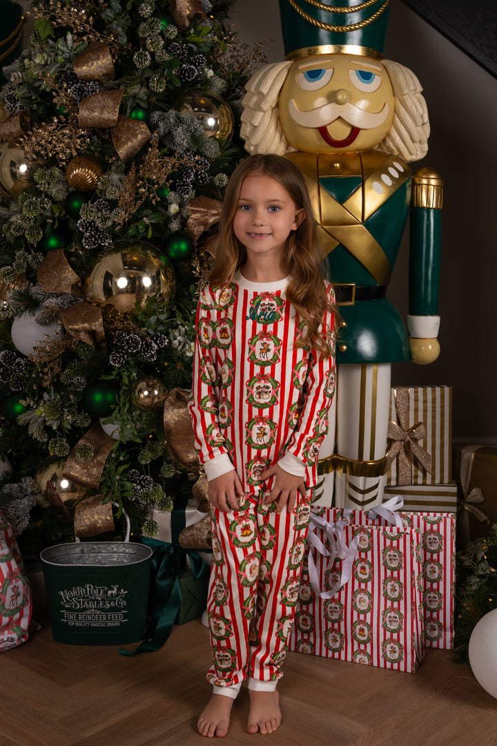 Childrens Striped Wreath Ribbed Modal Pyjama Set