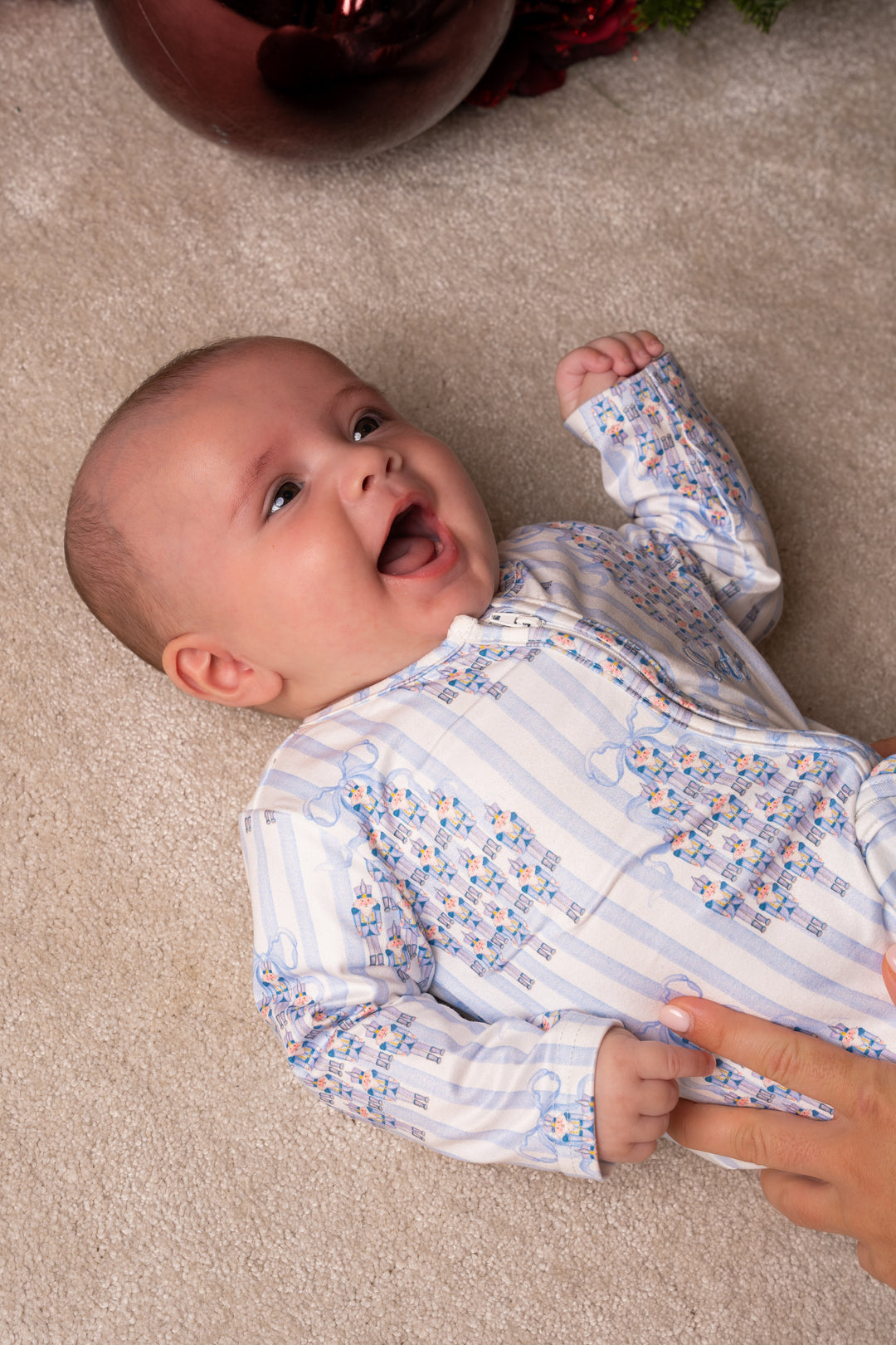 Baby Boy Nutcracker Tree Jersey Zip Sleepsuit