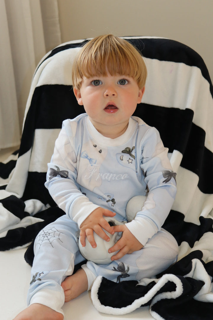 Boys Blue Halloween Ribbed Modal Pyjama set