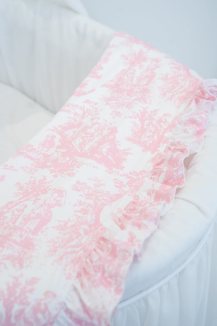 Pink Toile De Jouy Jersey Blanket