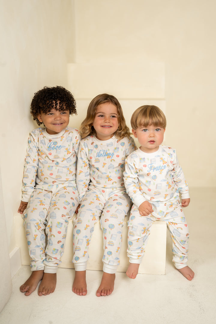 Boys Blue School Luxury Ribbed Modal Pyjama set