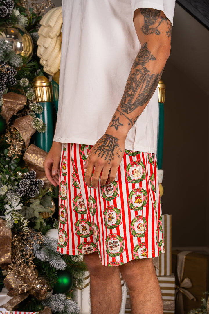 Mens Striped Wreath Ribbed Modal Short Set