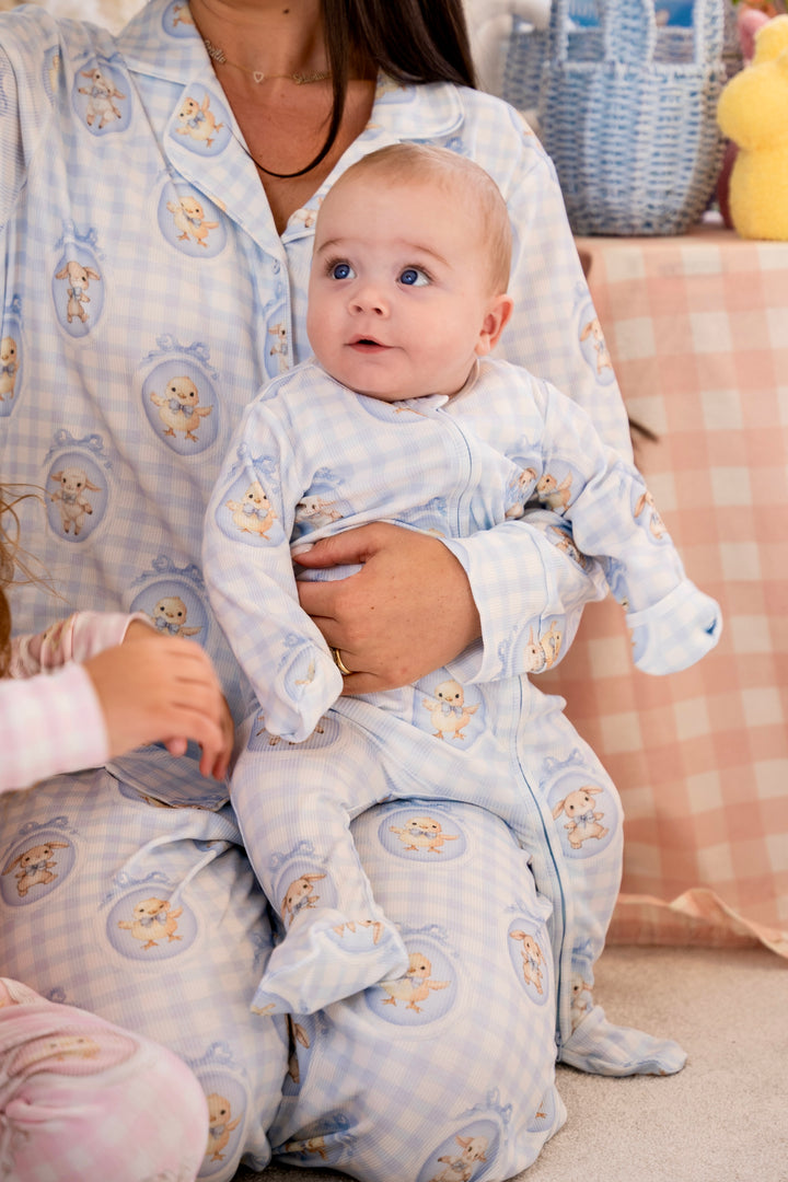 Baby Boy Blue Easter Ribbed Modal Babygrow