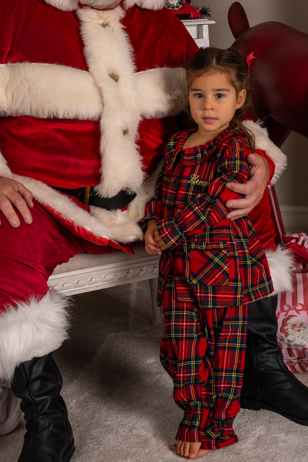 Girls Personalised Tartan Luxury Cotton Pants set