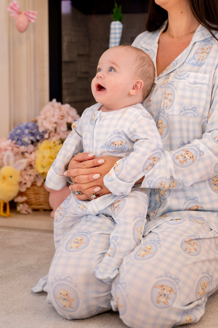 Baby Boy Blue Easter Ribbed Modal Babygrow