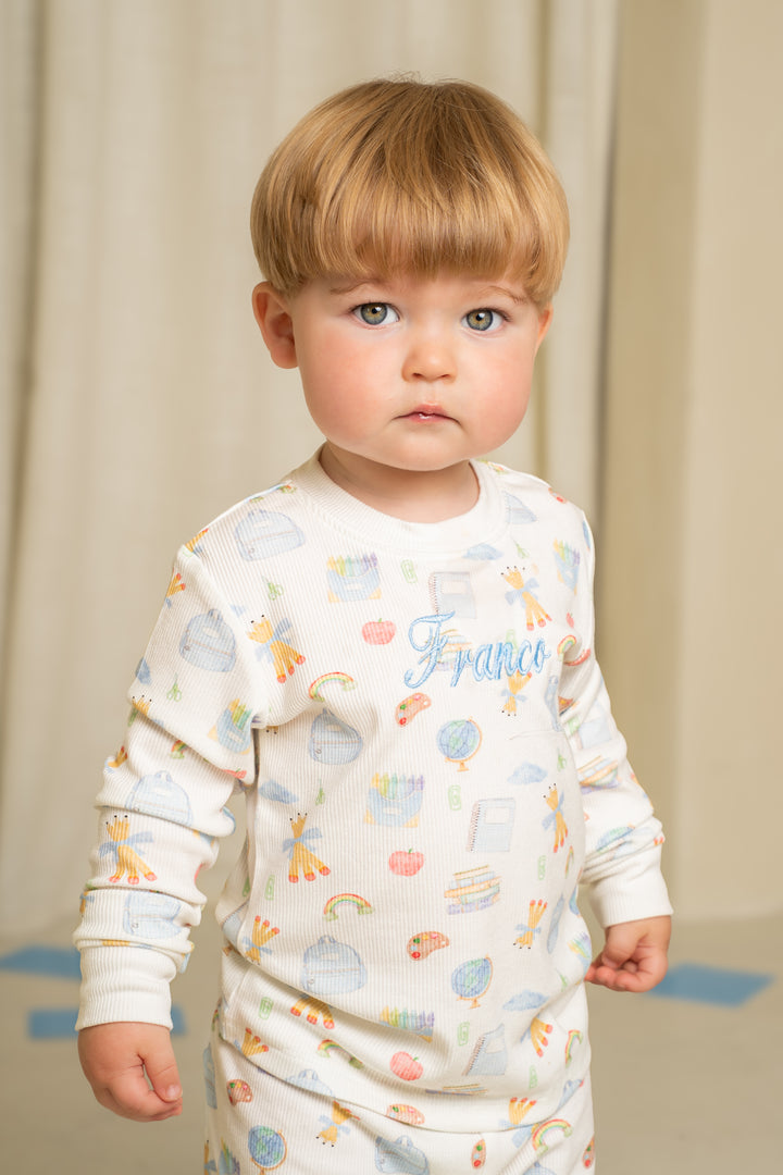 Boys Blue School Luxury Ribbed Modal Pyjama set