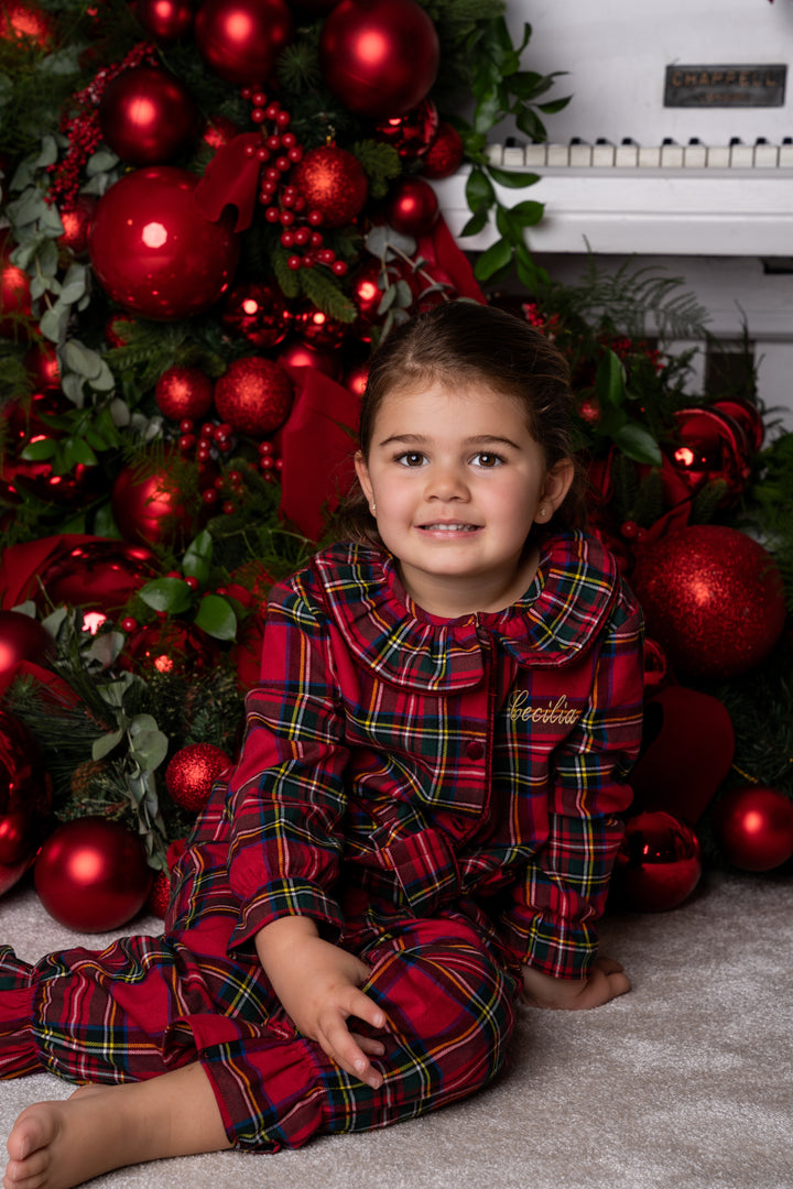 Girls Personalised Tartan Luxury Cotton Pants set