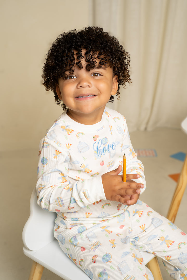 Boys Blue School Luxury Ribbed Modal Pyjama set