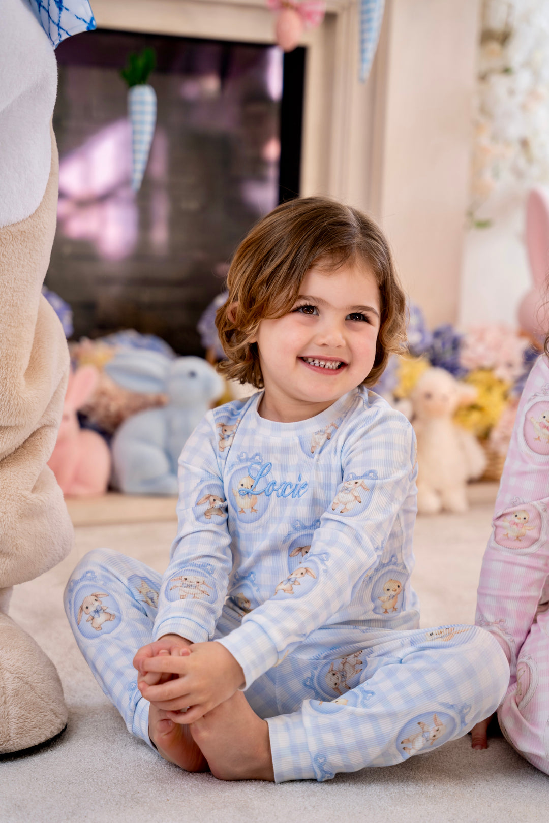 Boys Blue Easter Ribbed Modal Pyjama Set